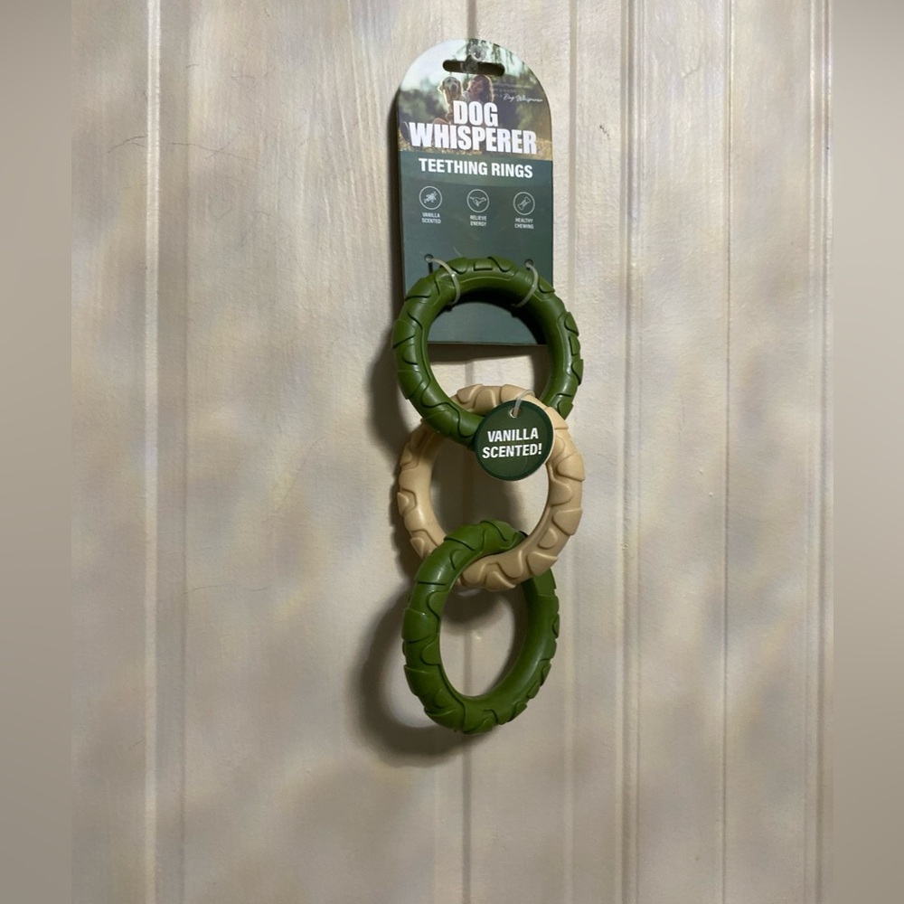 Dog Whisperer Teething Rings Vanilla Scented Yellow, Green  & Beige NEW!!!